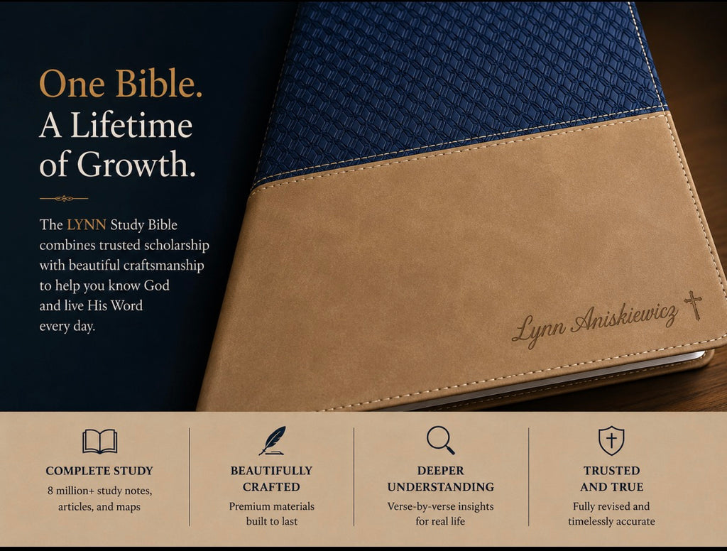 Biblia de Estudio NVI ZONDERVAN Personalizada - Piel Sintética Azul Marino/Marrón Claro - Letra Roja - Grabado de Nombre Personalizado - Biblia para Hombre o Mujer