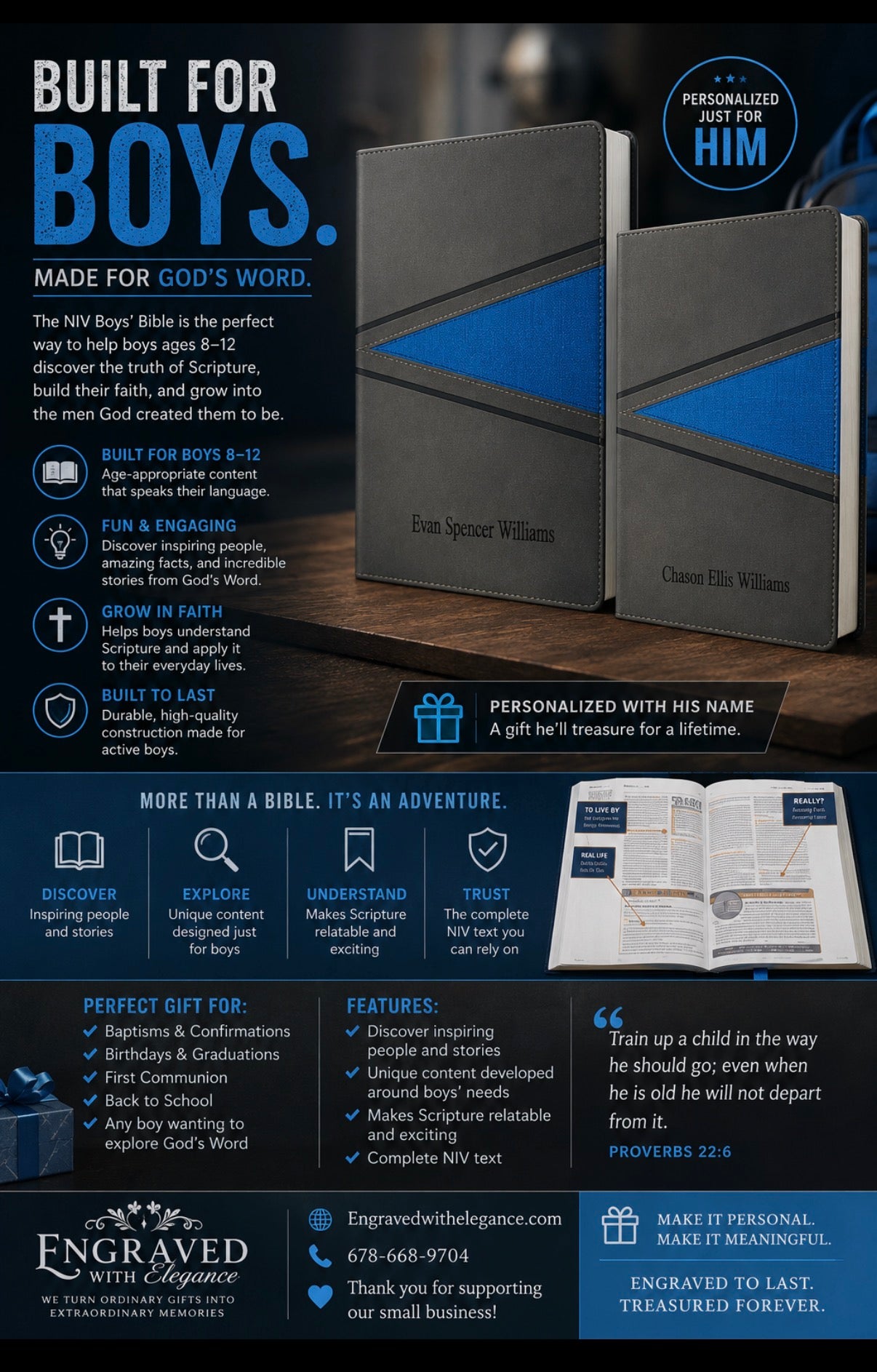 Personalized Boys NIV Bible