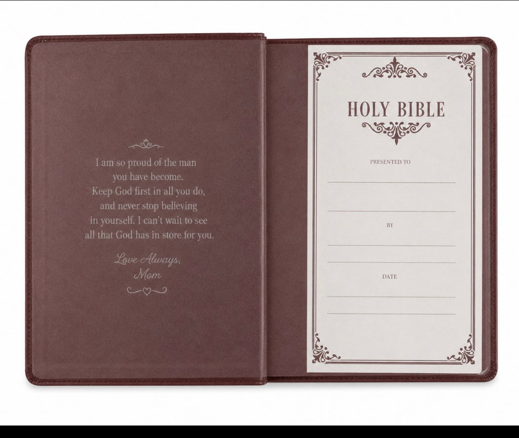 Biblia KJV King James de letra gigante personalizada - Tamaño personal - Luxleather marrón oscuro* Biblia de regalo - Nombre grabado con láser personalizado