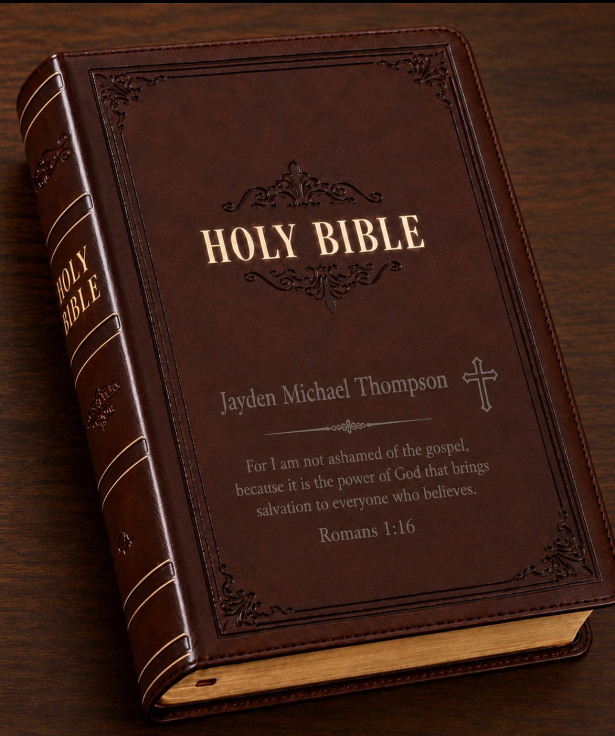 Personalized KJV King James Giant Print - Personal Size -Dark - Brown Luxleather* Gift Bible - Custom Lasered Engraved Name