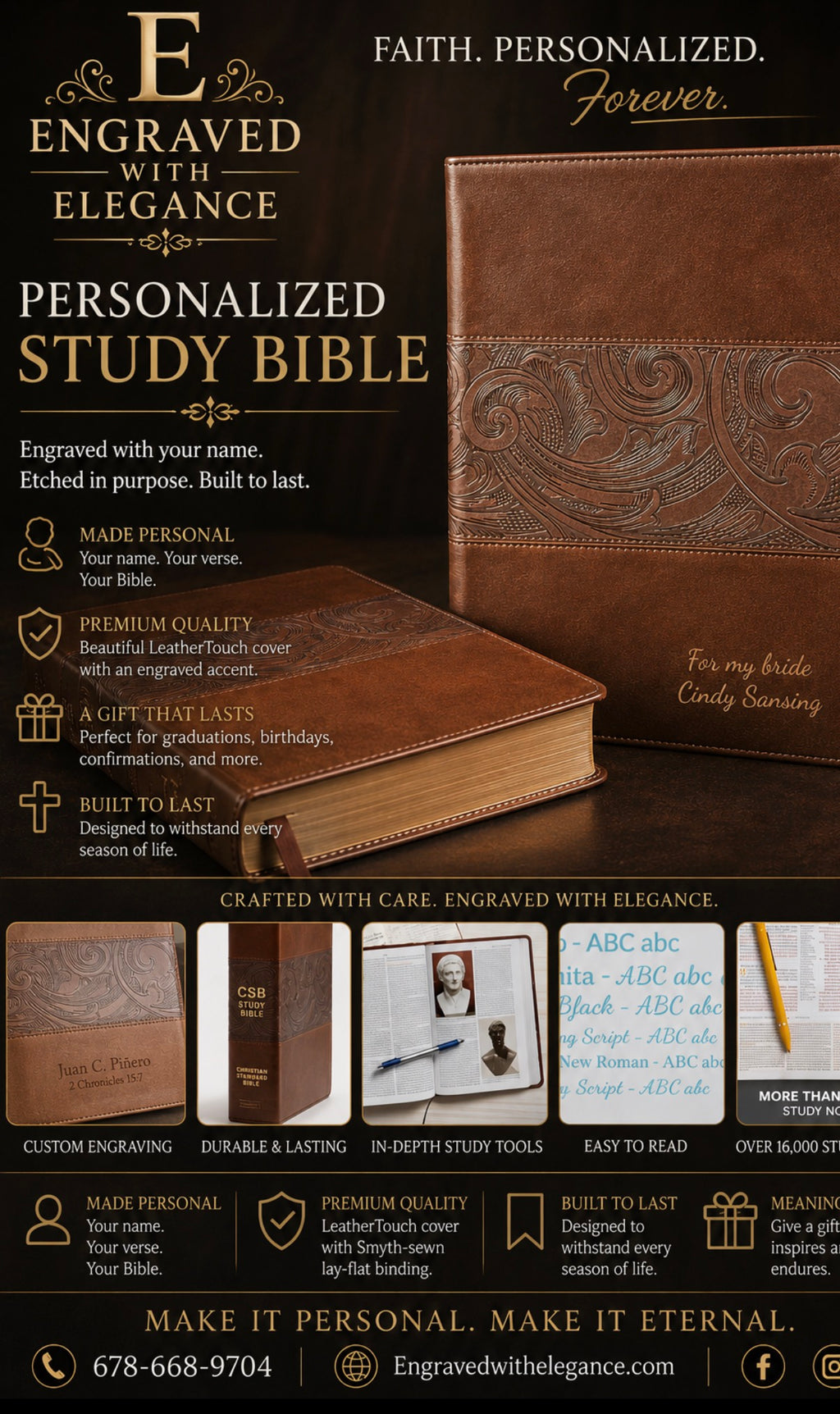 Biblia de Estudio CBS Personalizada, Tacto Piel Caoba, Letra Roja, Notas de Estudio