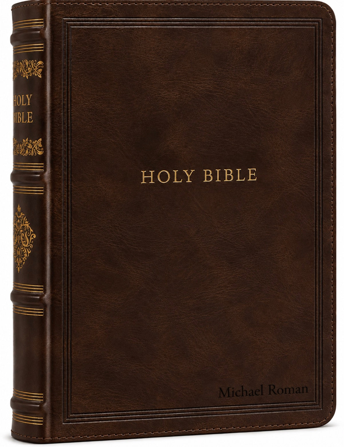 Personalized NKJV, Personal Size Reference Bible, Sovereign , Leathersoft, Brown, Red Letter, Comfort Print: Add a name for free