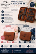 Juego de manicura personalizado Kit de cortauñas profesional-26 piezas Kit de manicura de acero inoxidable, herramientas para el cuidado de las uñas con estuche de viaje de lujo