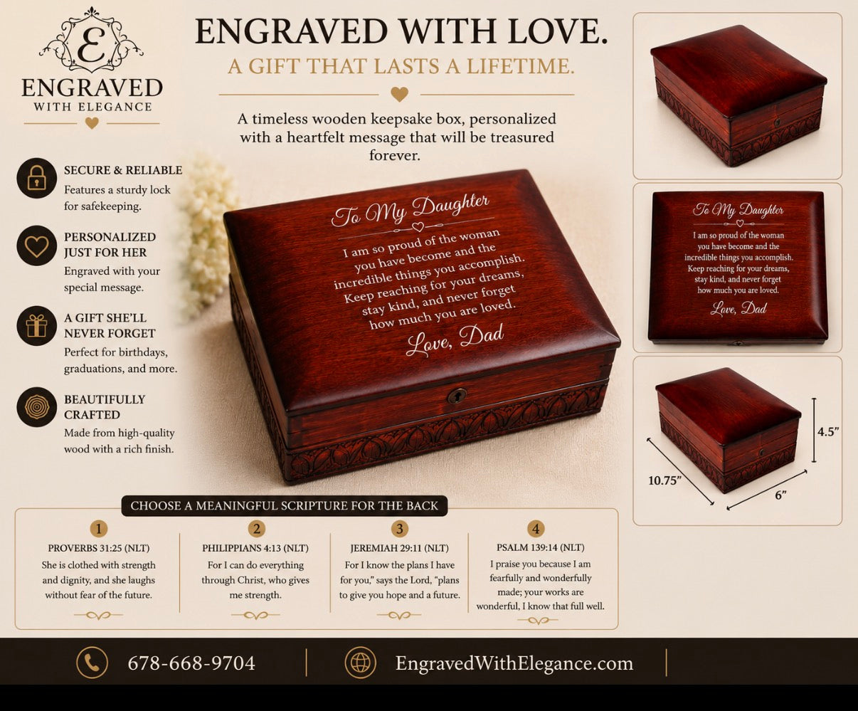 Personalized Wooden Keepsake Box with Lock | Polish Handmade