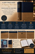 Biblia de estudio NVI personalizada – Piel sintética azul marino/marrón claro, letra roja