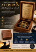 Personalized Engraved Antique Brass Desk Compass Keepsake in Wooden Box – Inspirational Personalized Compass Gift for Graduation, Baptism, Confirmation, Mentor, Leadership, Employee Appreciation