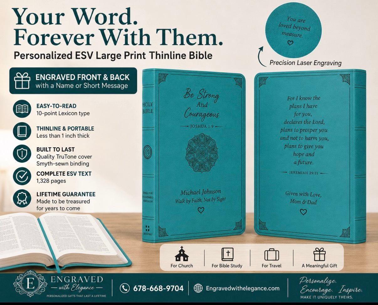 Personalized ESV large print bible, Laser engraved bible