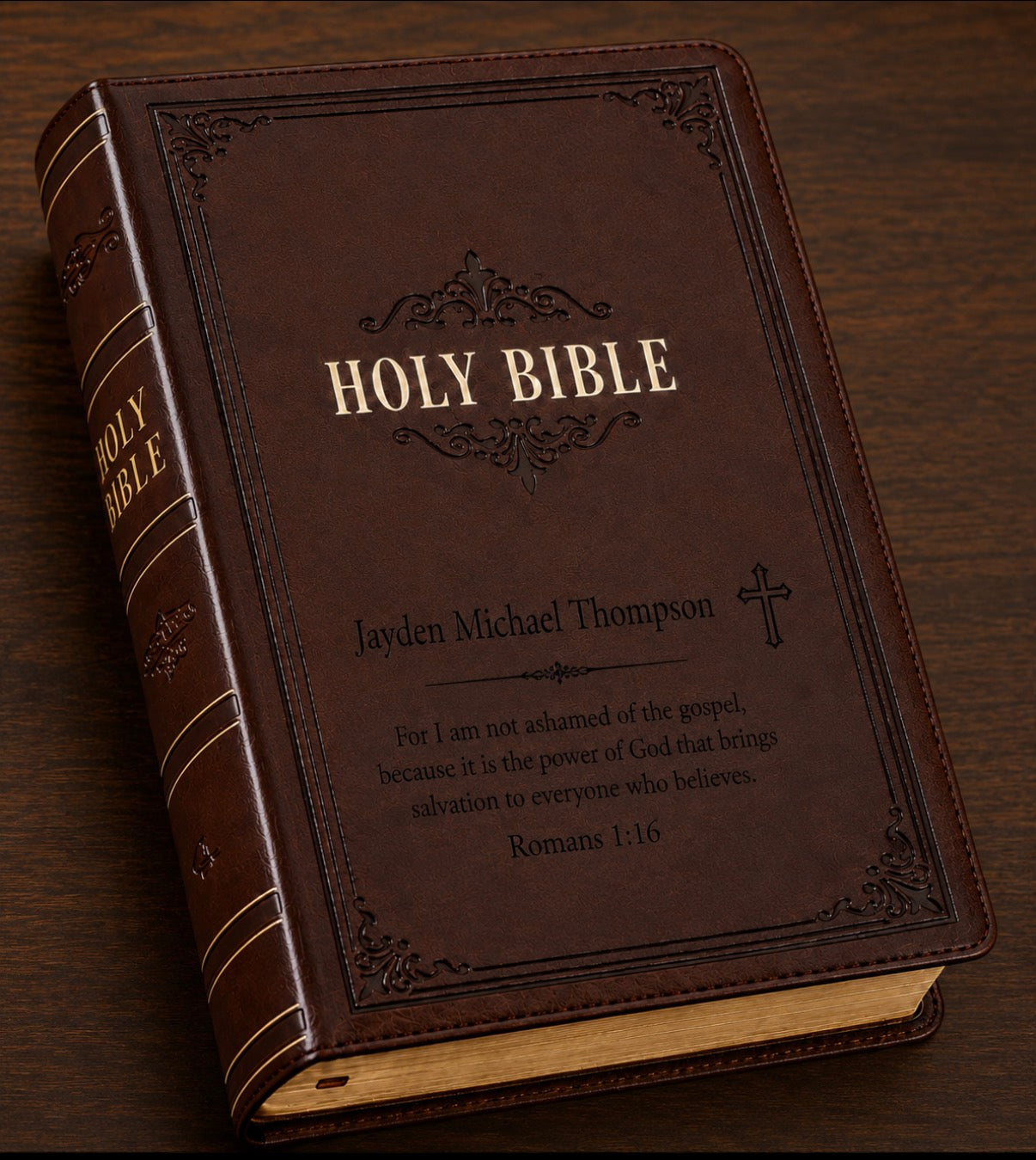 Personalized KJV King James Giant Print - Personal Size -Dark - Brown Luxleather* Gift Bible - Custom Lasered Engraved Name