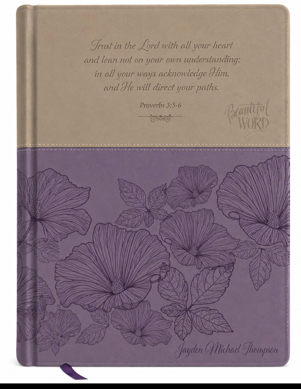 Biblia para colorear Beautiful Word de la NVI, de letra grande, personalizada, piel sintética, morado/marrón: Cientos de versículos para colorear