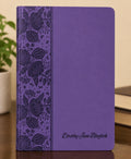 Personalized Purple Floral Print CSB Super Giant Print Reference Bible, Value Edition, 16 pt LeatherTouch, Red Letter, 10.7”