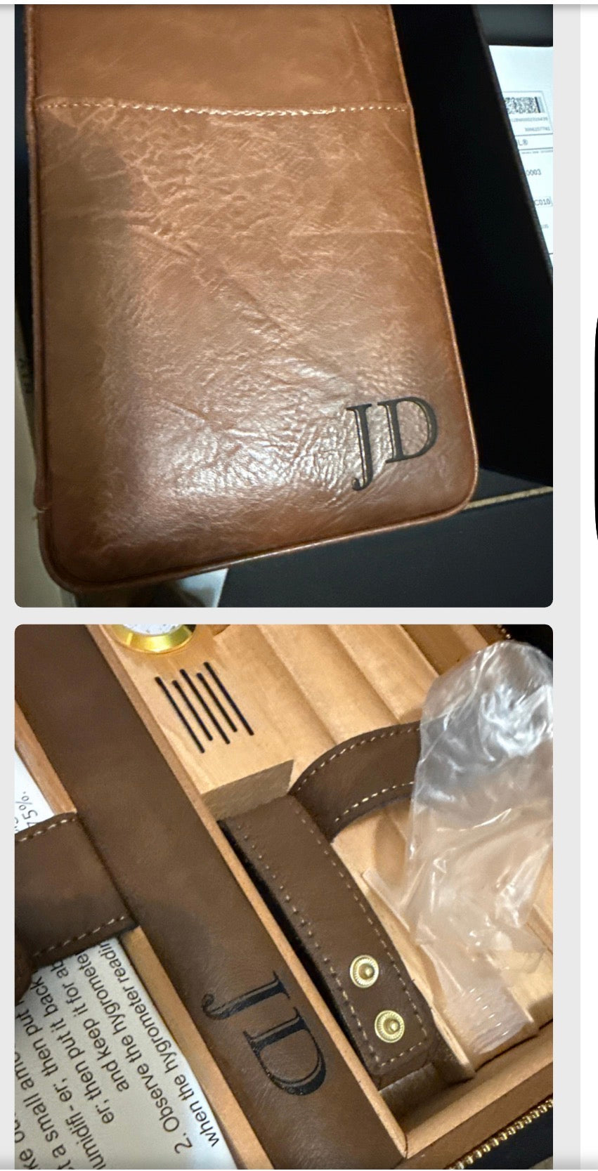 Humidor de puros de cuero personalizado, caja forrada de cedro con encendedor
