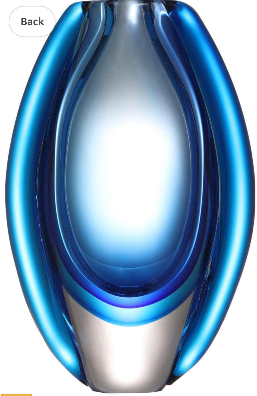 Jarrón de cristal Sommerso soplado a mano personalizado - Azul, 25 cm