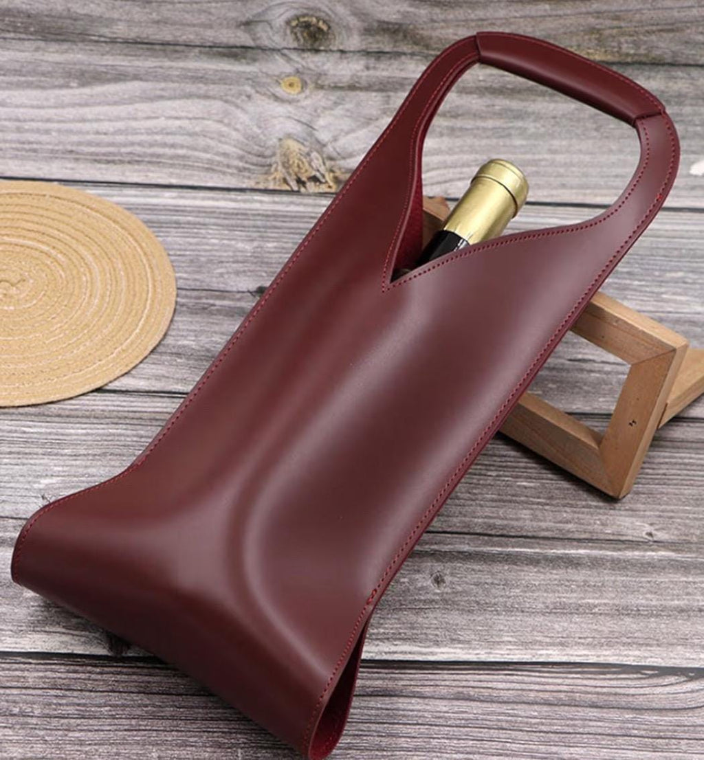 Bolsa de cuero personalizada para vino - Estuche portabotellas de vino grabado a medida