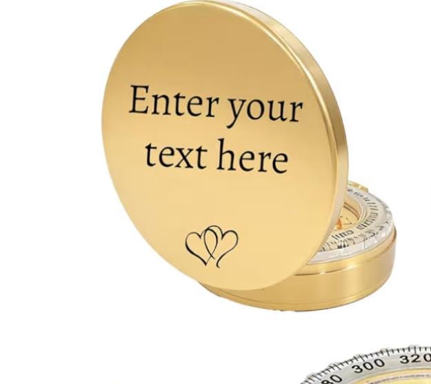 Personalized Brass Compass - Camping, Hiking, Military Gift