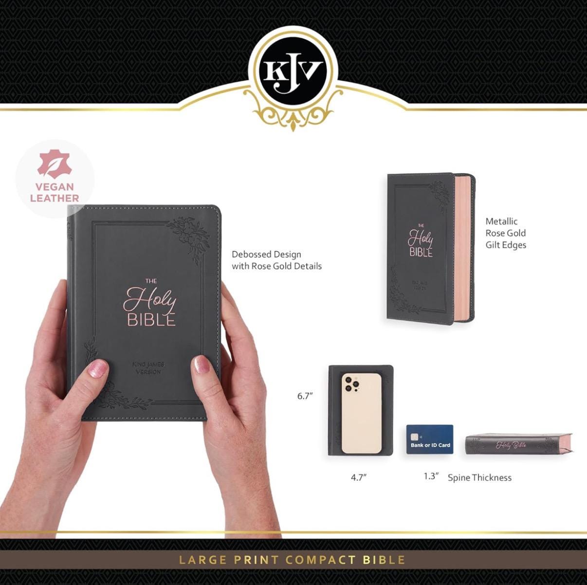 Personalized KJV, Deluxe Gift Bible, Leathersoft, Gray, Red Letter, Comfort Print Holy Bible, New King James Version