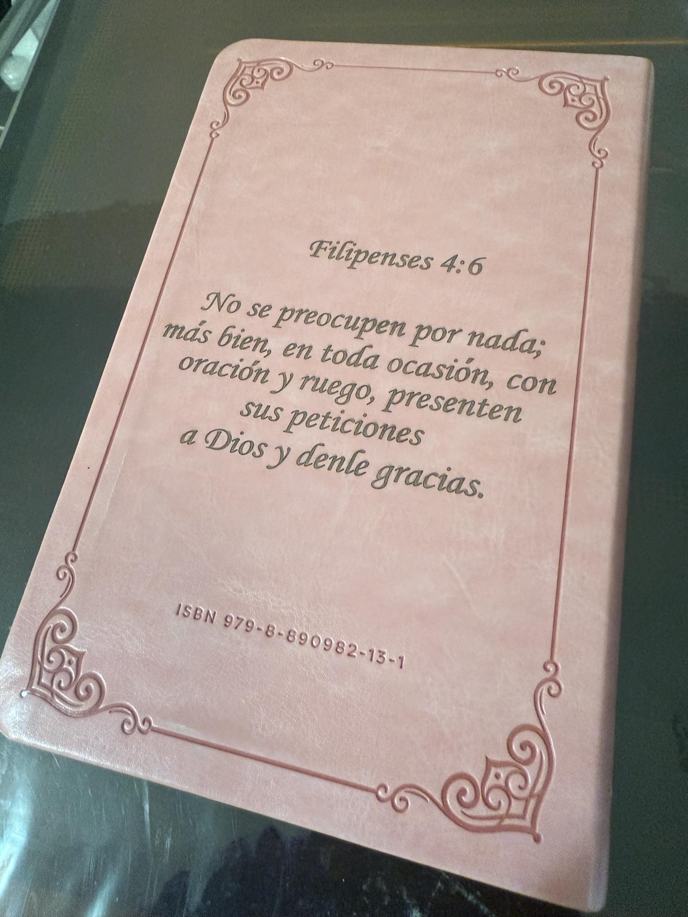 Personalized Biblia RVR 1960 letra grande tamaño manual, Piel rosada con índice / Spanish Bible RVR 1960 Handy Size Large Print
