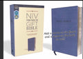 NIV, Biblia de regalo prémium, Nombre personalizado gratis, Piel sintética, Azul marino, Letra roja, Letra legible: