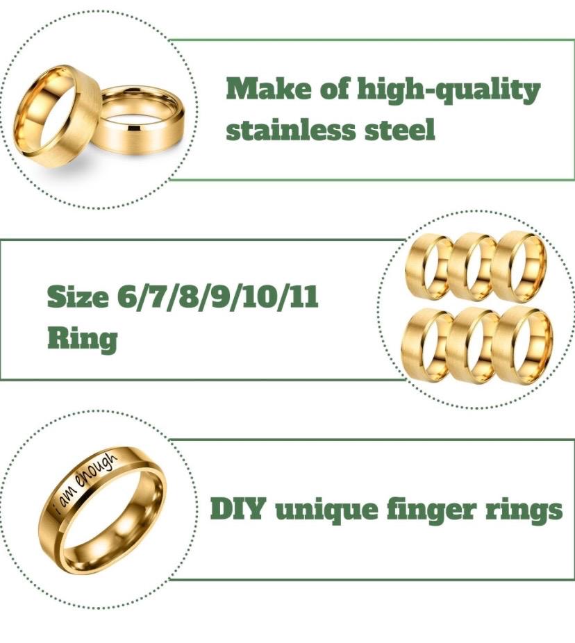 Anillo para Hombre de Acero Inoxidable Dorado Personalizado