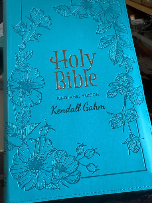 Personalized KJV Holy Bible, Standard Size Faux Leather Red Letter Edition Thumb Index, Ribbon Marker, King James Version,  Floral Zipper