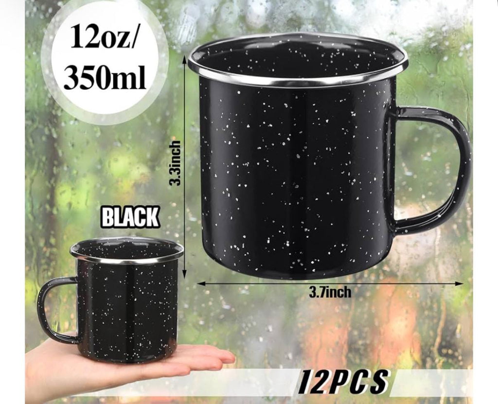 Personalized 12 Pcs Enamel Camping Mugs Small Coffee Mugs Tea Cups Portable Vintage Campfire Camping Cups Bulk