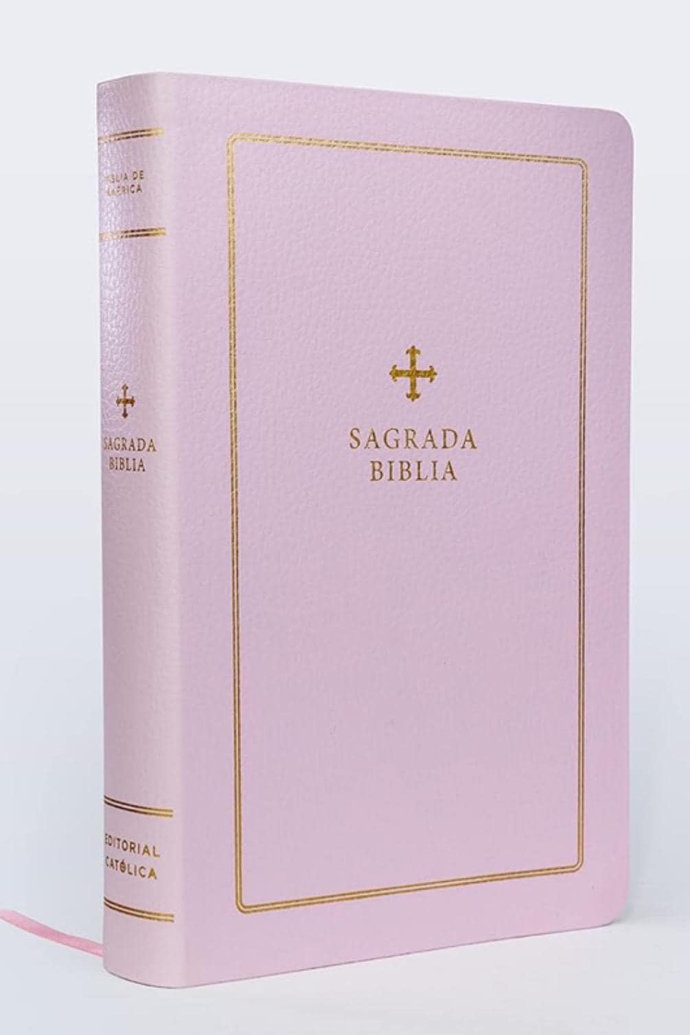 Biblia de America, Spanish Catholic Bible, Recycled Leather, Pink