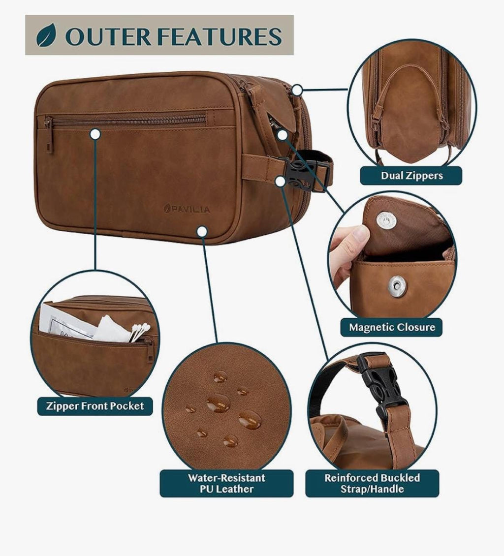 Neceser personalizado para hombre, kit de afeitado para viaje, neceser de viaje para hombre, artículos de aseo para el aseo personal, cuero PU
