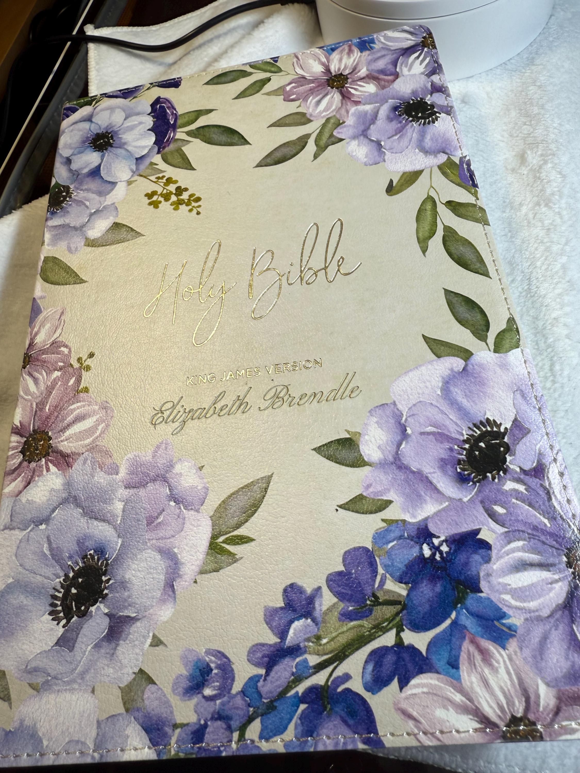 Personalized KJV Giant Print Bible - White Floral Vegan Leather