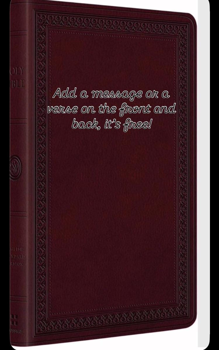 Biblia delgada de gran tamaño ESV personalizada (TruTone, caoba, diseño de borde)