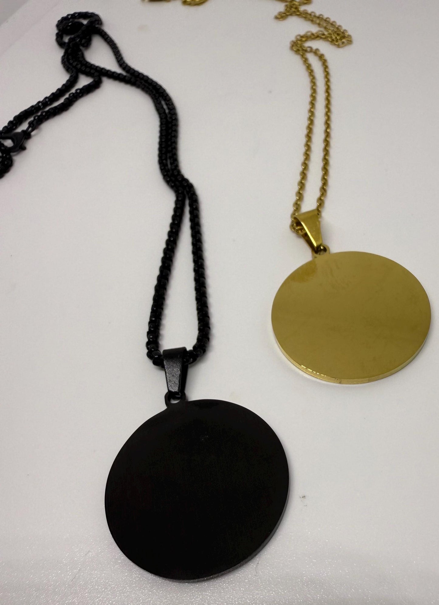 Personalized-Round 18k Gold SS Pendant Necklace