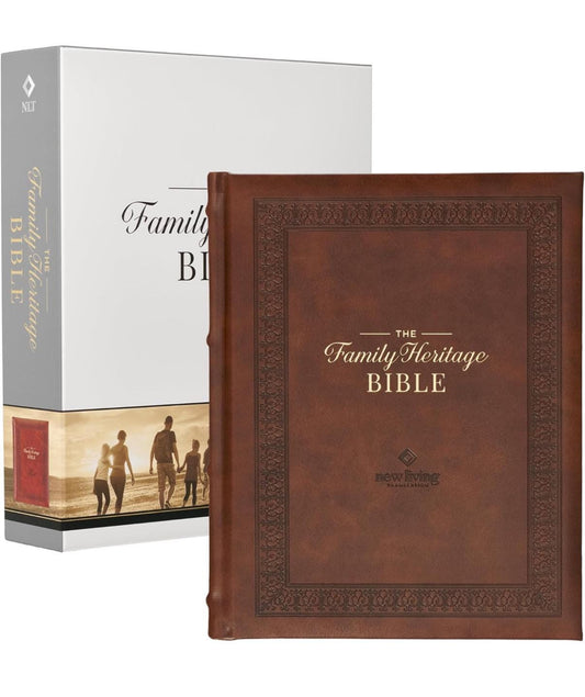 Personalized NLT Family Heritage Bible, Large Print Family Heirloom Devotional Bible for Study, NLT Holy Bible Vegan Leather