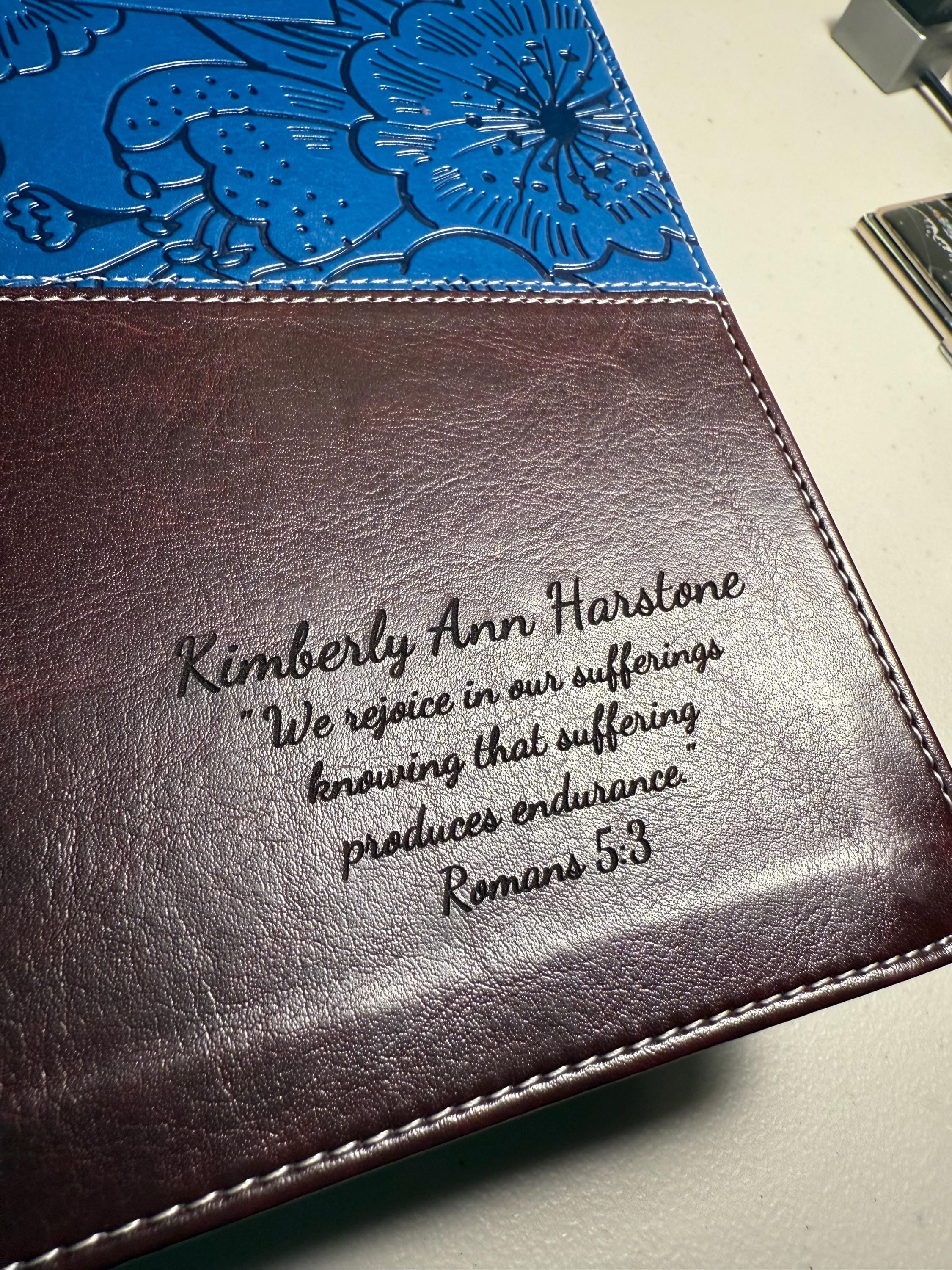 Personalized NIV The Woman's Study Bible | Leathersoft, Blue/Brown, Full-Color, Red Letter - Custom Laser Engraving
