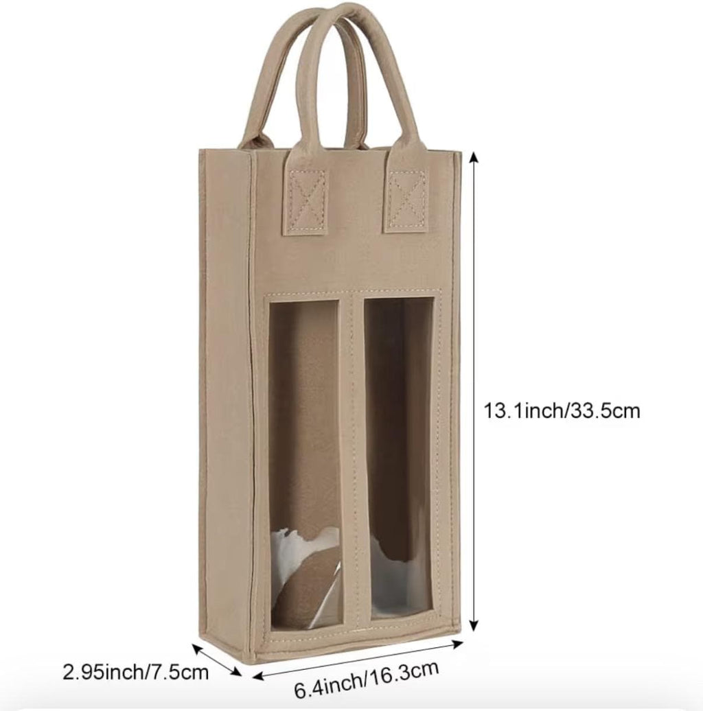 Bolsa de fieltro personalizada para botellas de vino con asa, reutilizable, para regalo