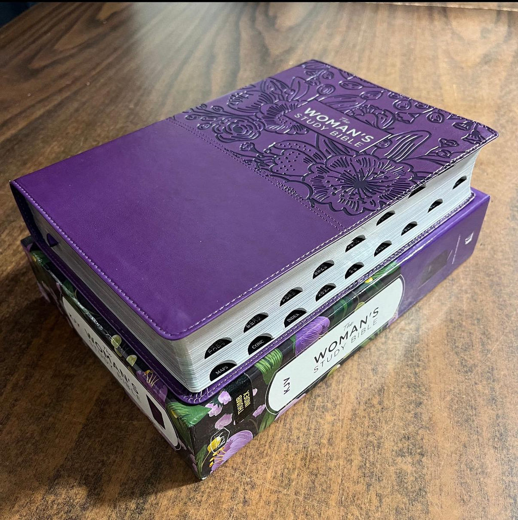 Biblia de estudio KJV para mujeres personalizada, leathersoft púrpura