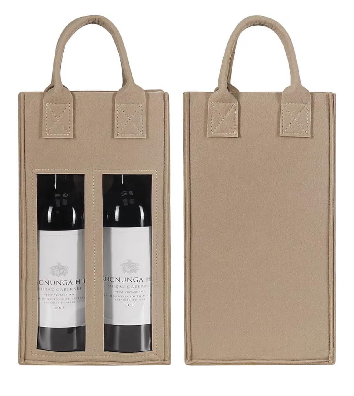 Personalized Felt Wine Carrier Tote with Handle Reusable Bottle Gift Bag