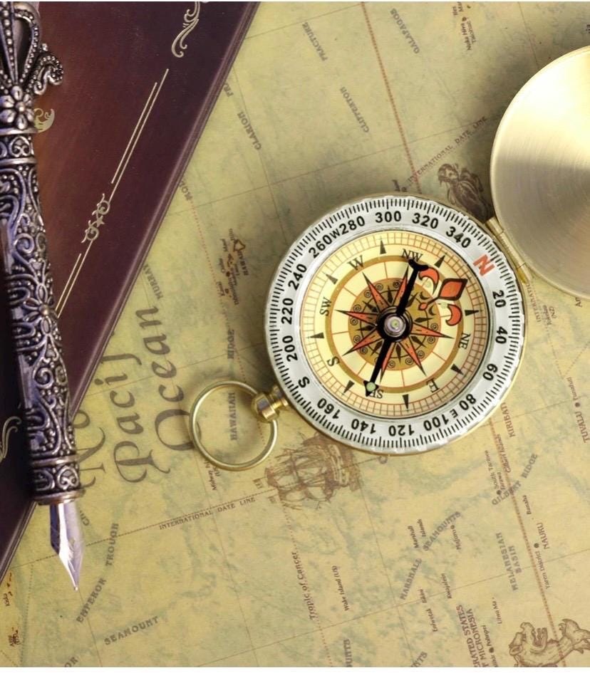 Personalized-Laser engrave on lid, Compasses |Brass Sundial Compass|Gold Compass| Kids Compass|Waterproof Compass|Pocket Compass