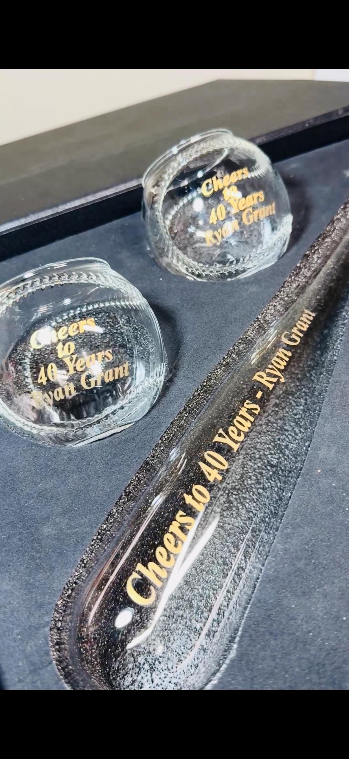 Juego de decantador de bate de béisbol personalizado - Set de regalo de 3 piezas