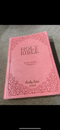Personalized KJV Giant Print Bible - Pink Leather, Thumb Indexed