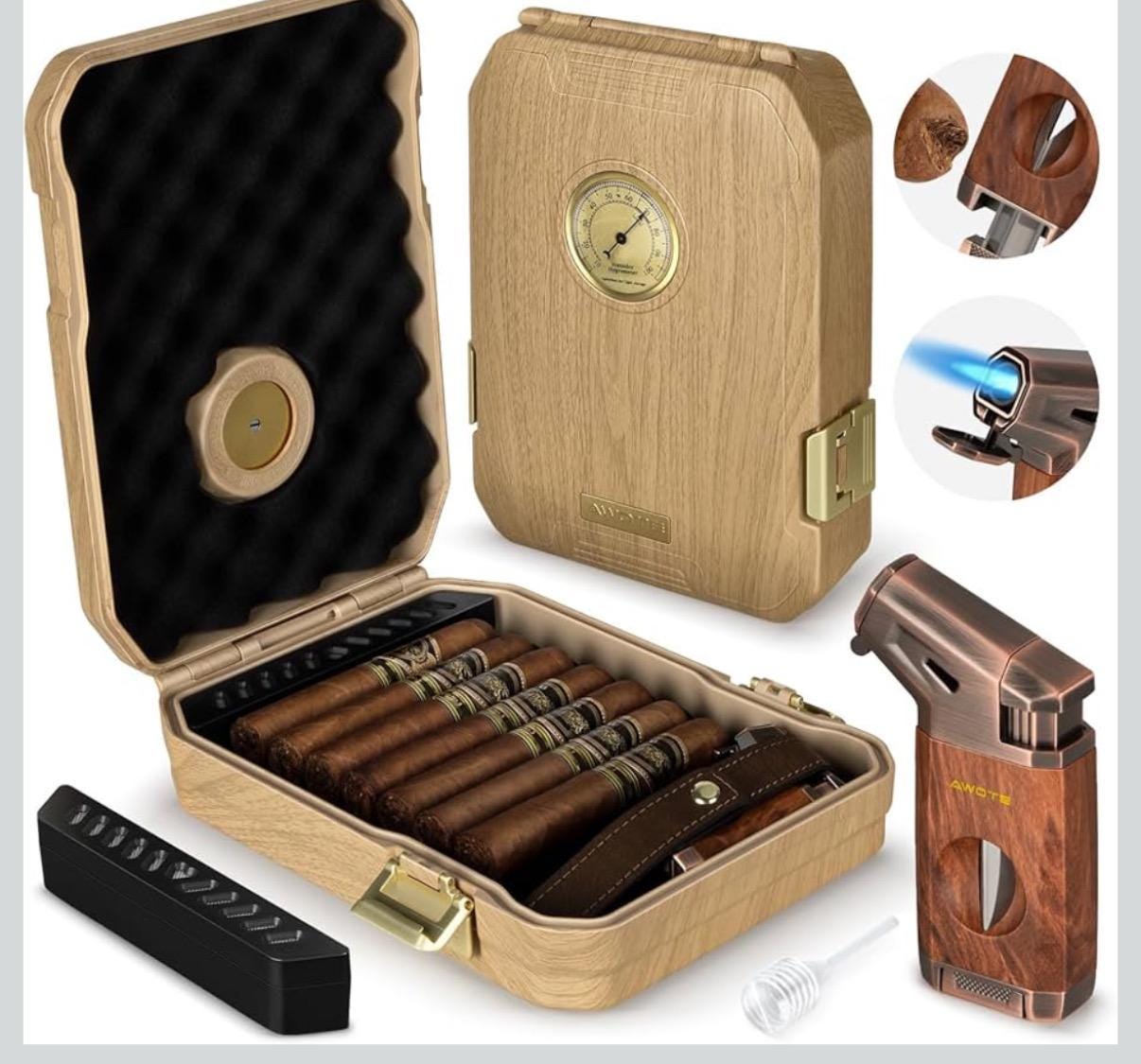 Personalized Men Travel Cigar Humidor Case