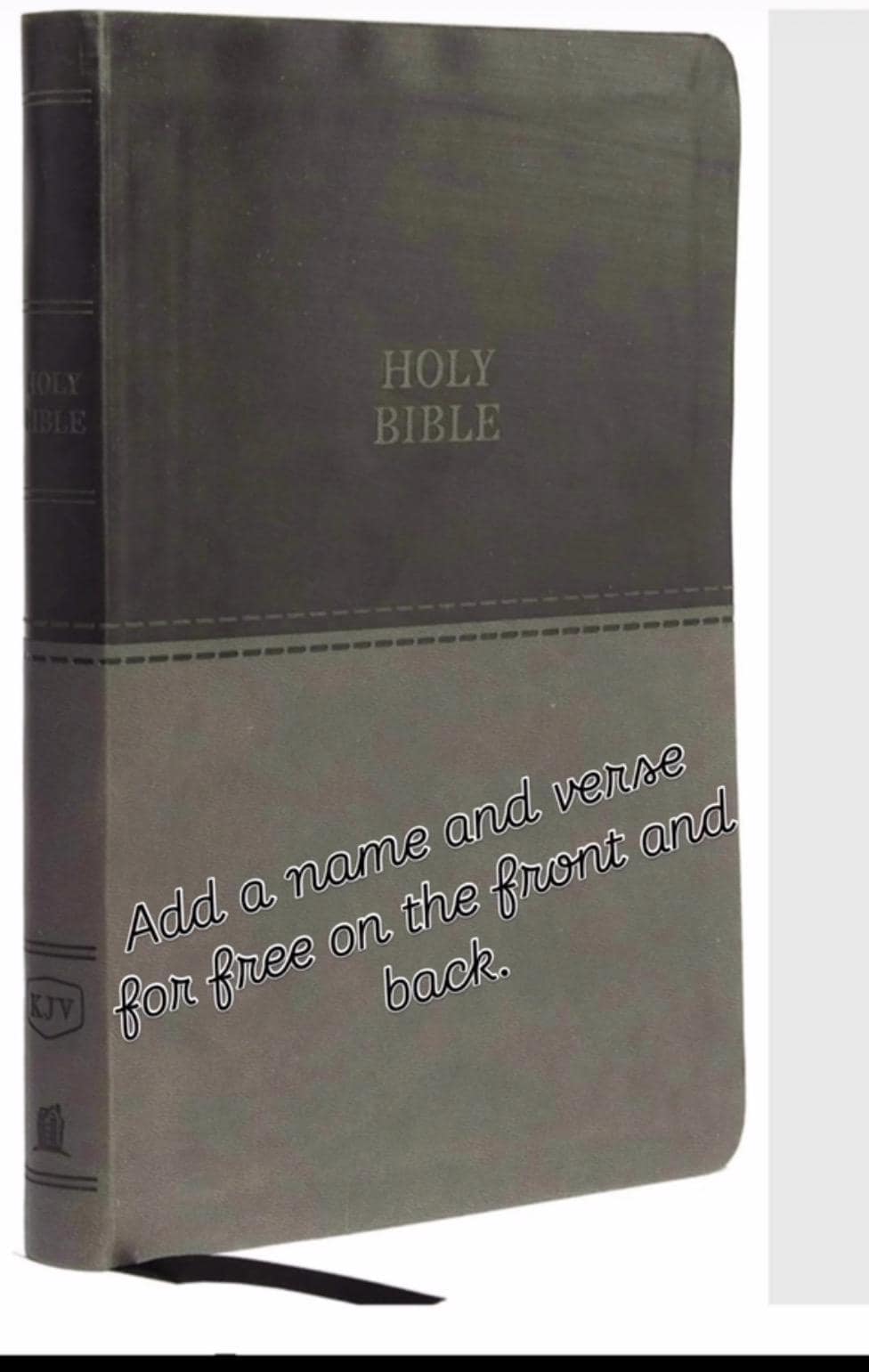 Biblia Sagrada KJV personalizada, letra grande, diseño delgado, piel sintética gris, letra roja, letra cómoda: Versión King James