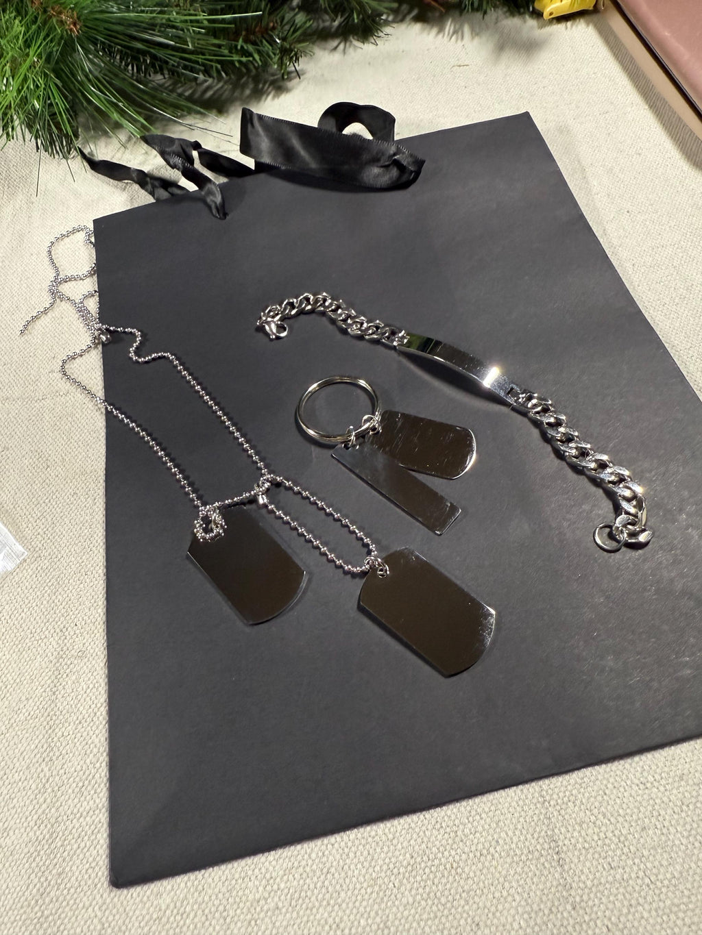 Regalo de Navidad para hombre, llavero, combo de regalo de Navidad, placa de identificación