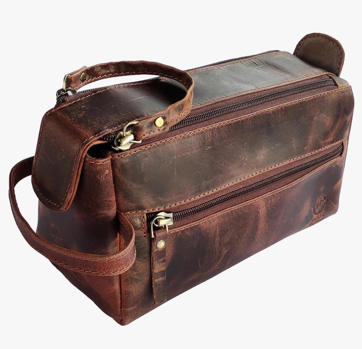 Kit de aseo de cuero de búfalo personalizado - Neceser de tocador vintage