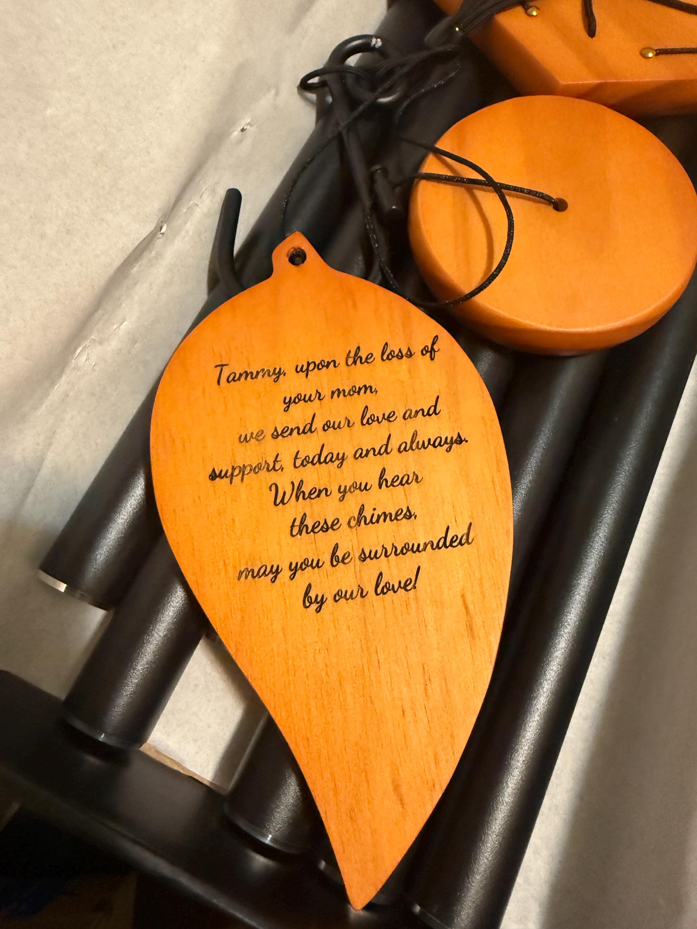 Regalos de condolencia/conmemorativos/pésame/duelo para el fallecimiento de mamá o papá, regalo de recuerdo para funeral, carillón de viento personalizado de 38 pulgadas