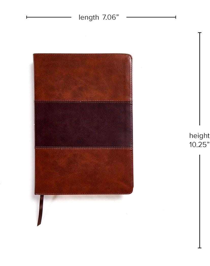 New Laser Engraved KJV Super Giant Print Reference Bible, Saddle Brown LeatherTouch, Indexed, Red Letter, Pure Cambridge Text, Presentation