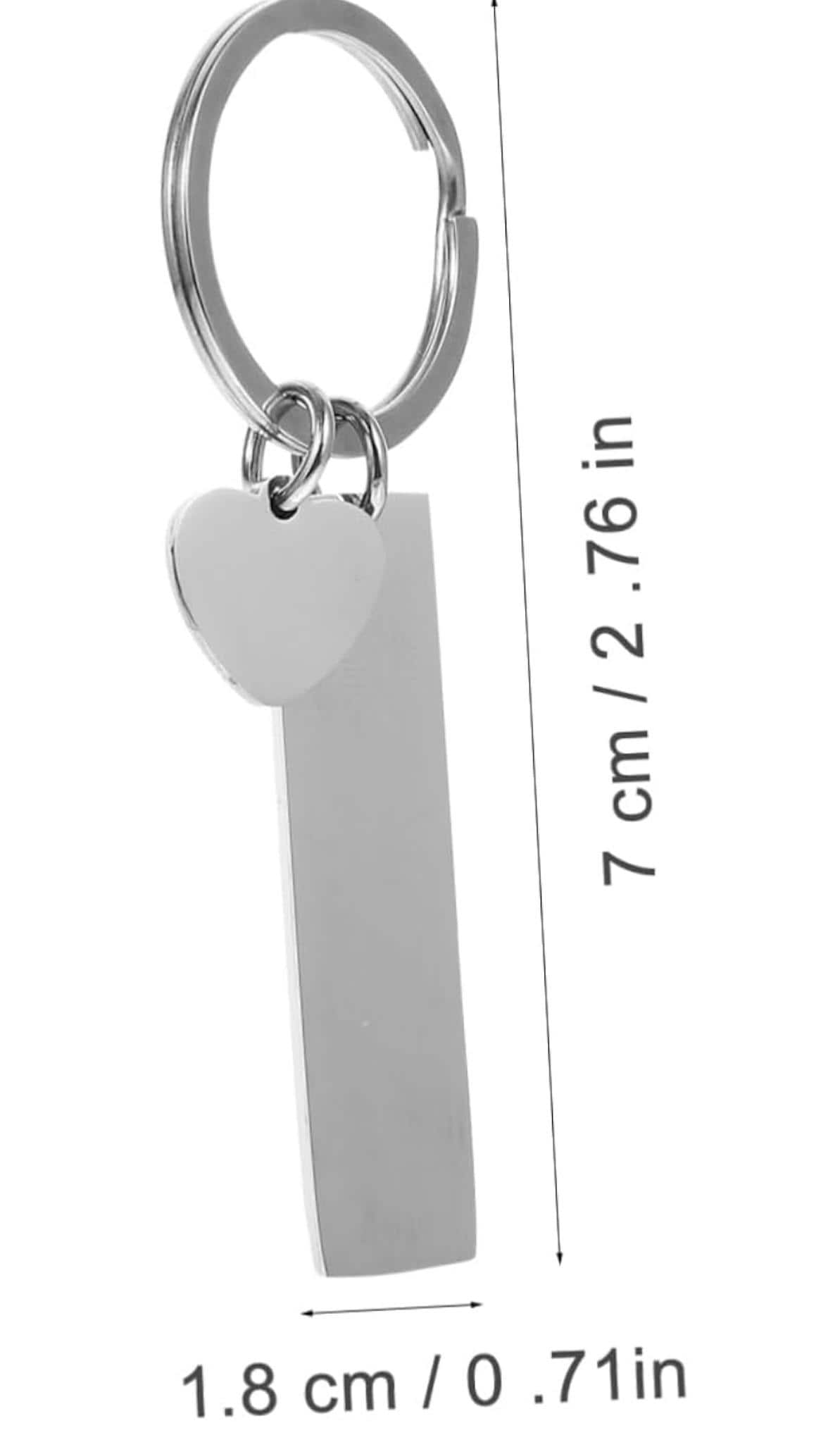 Personalized rectangular, heart keychain
