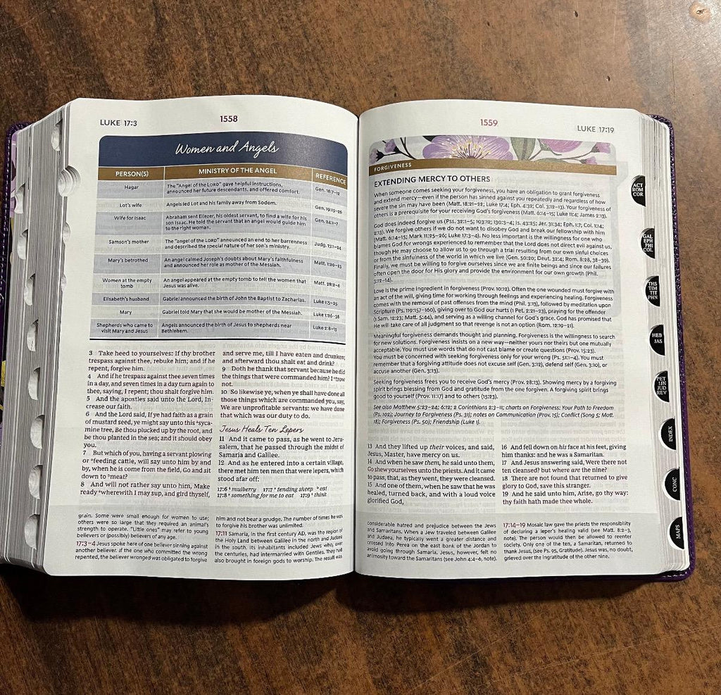 Biblia de estudio KJV para mujeres personalizada, leathersoft púrpura