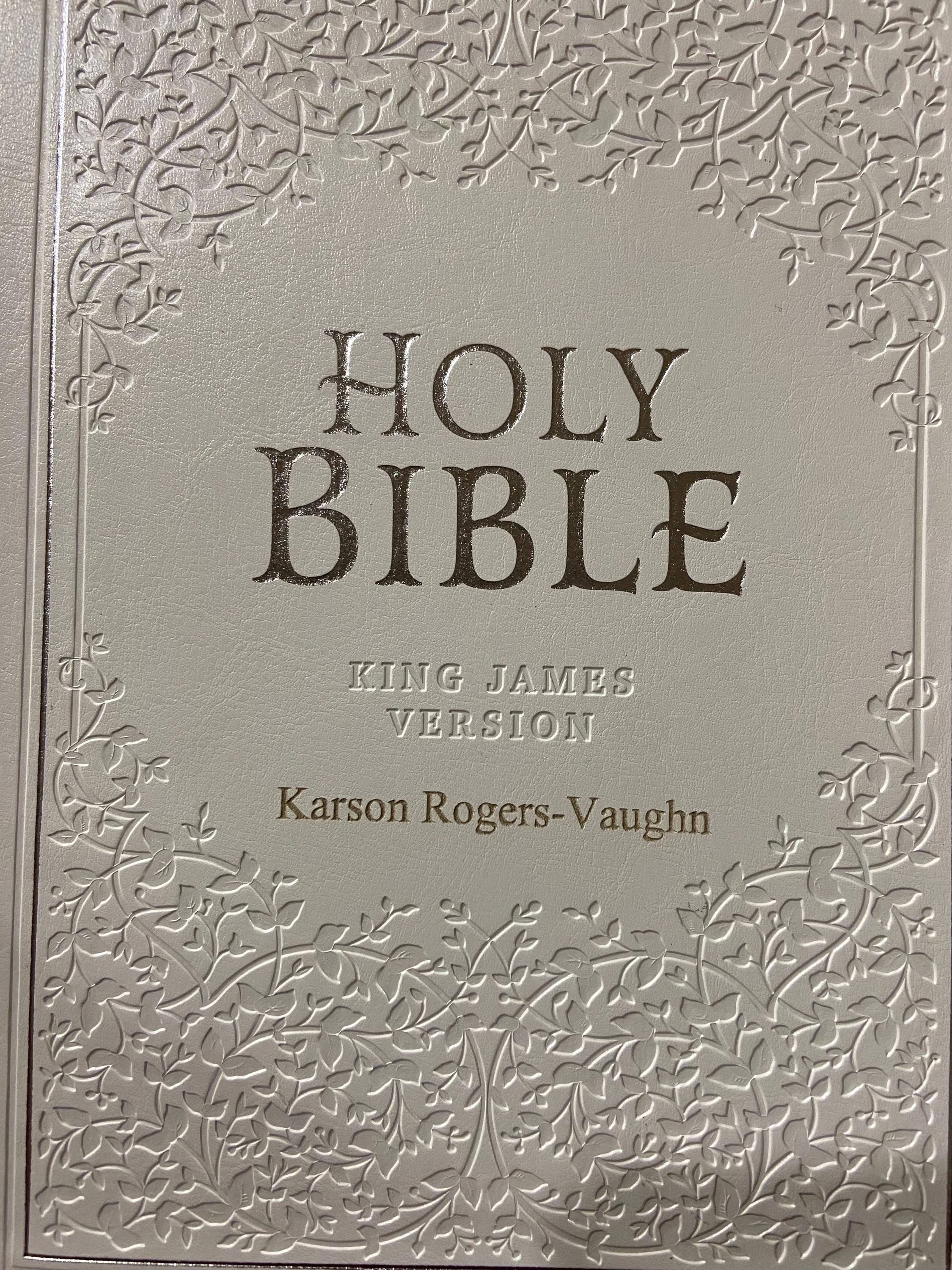 Personalized KJV Bible - White Faux Leather, Large Print, Thinline