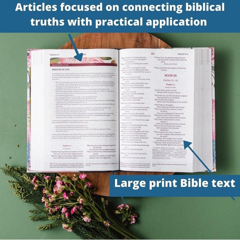 NVI Personalizada, La Biblia de Estudio de la Mujer, Tapa Dura, Flores Azules, A Todo Color, Letra Roja