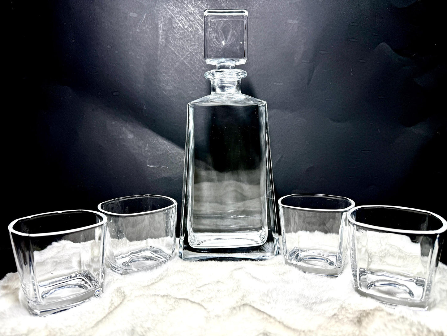 Personalizable 12" Tequila Decanter Set with Four 8 oz. Premium Glass in a Black Gift Box