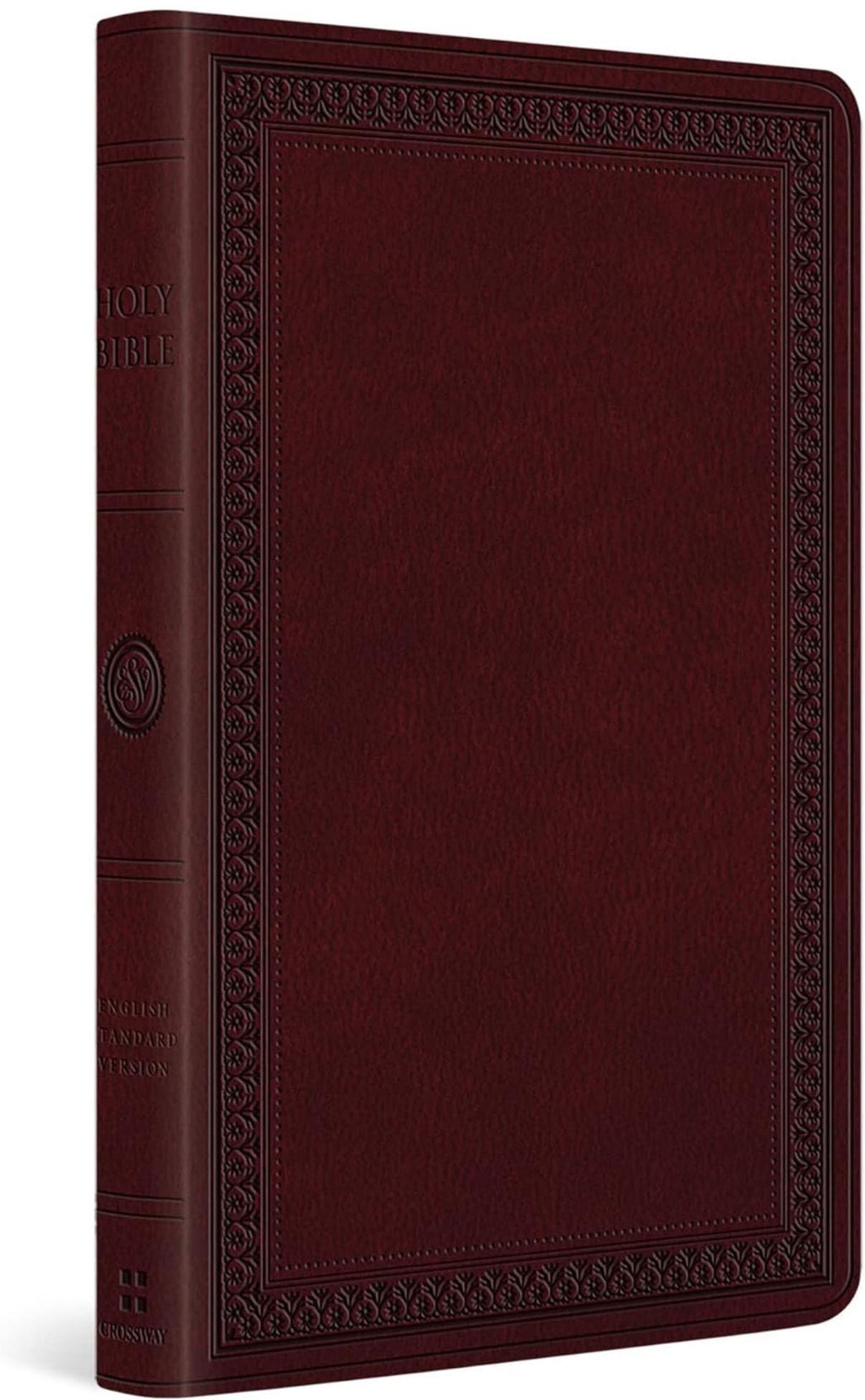 Biblia delgada de gran tamaño ESV personalizada (TruTone, caoba, diseño de borde)