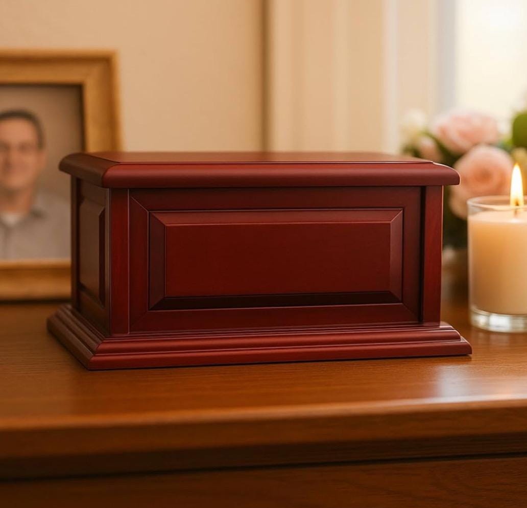 Personalized Funeral Memorial Urns for Ashes Adult Men and Women, Wooden Decorative Urn Box and Casket for Men Women, Burial Urn for Adults